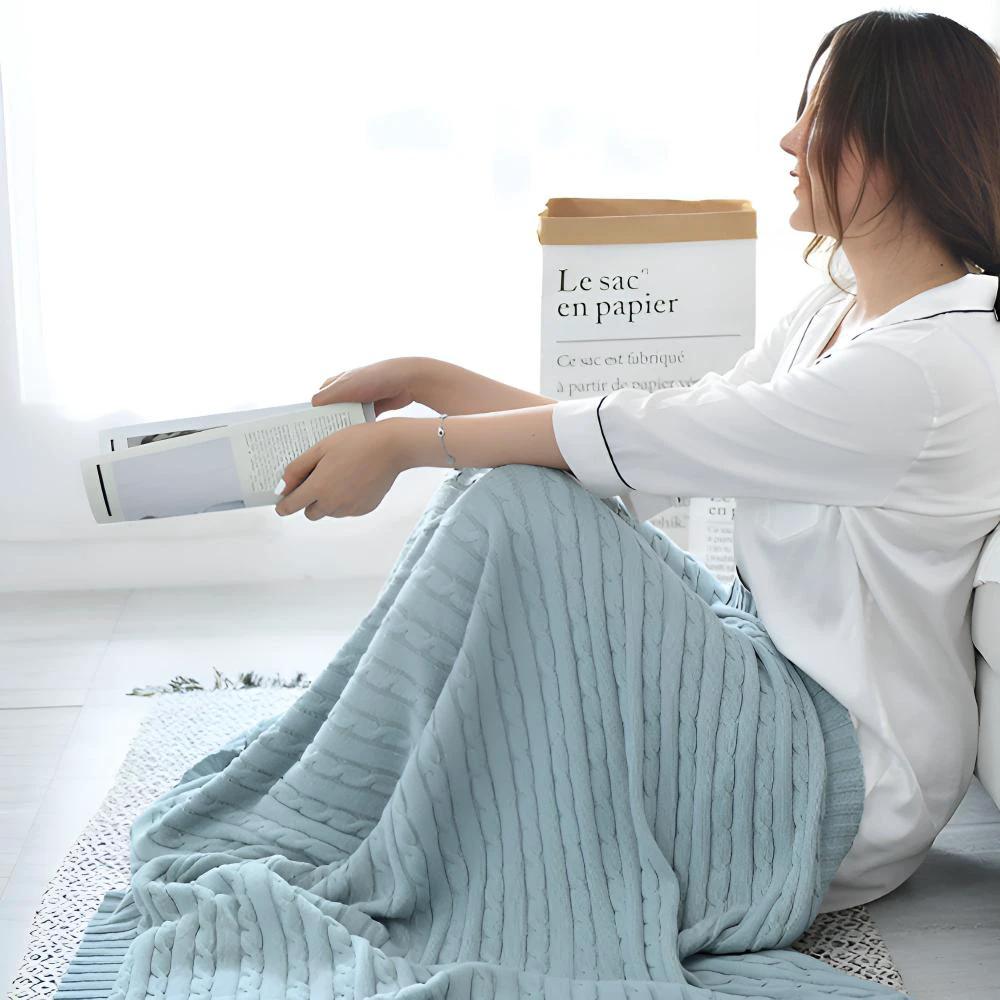 Braid Knitted Cotton Throw