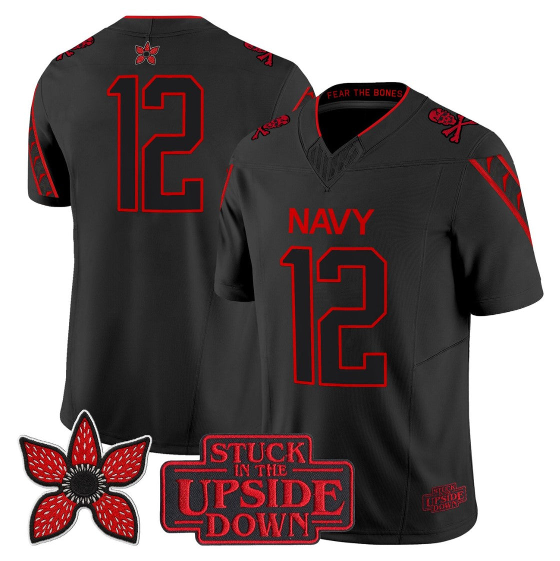 12th Man Jersey #12 Navy Midshipmen Stranger Things x Jolly Roger Stitched