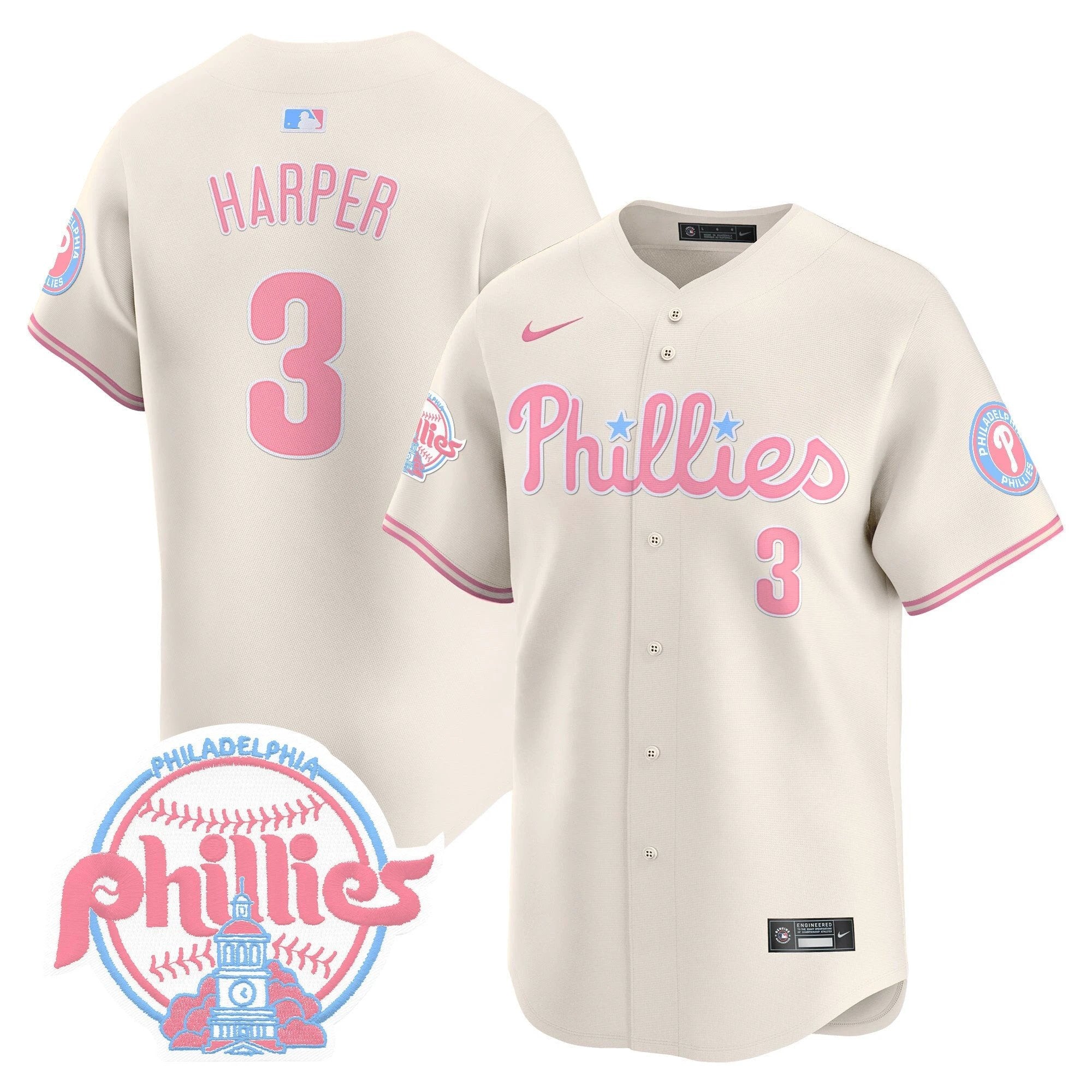 Unisex Philadelphia Phillies Bubblegum Pink Vapor Premier Limited Jersey V2 - All Stitched