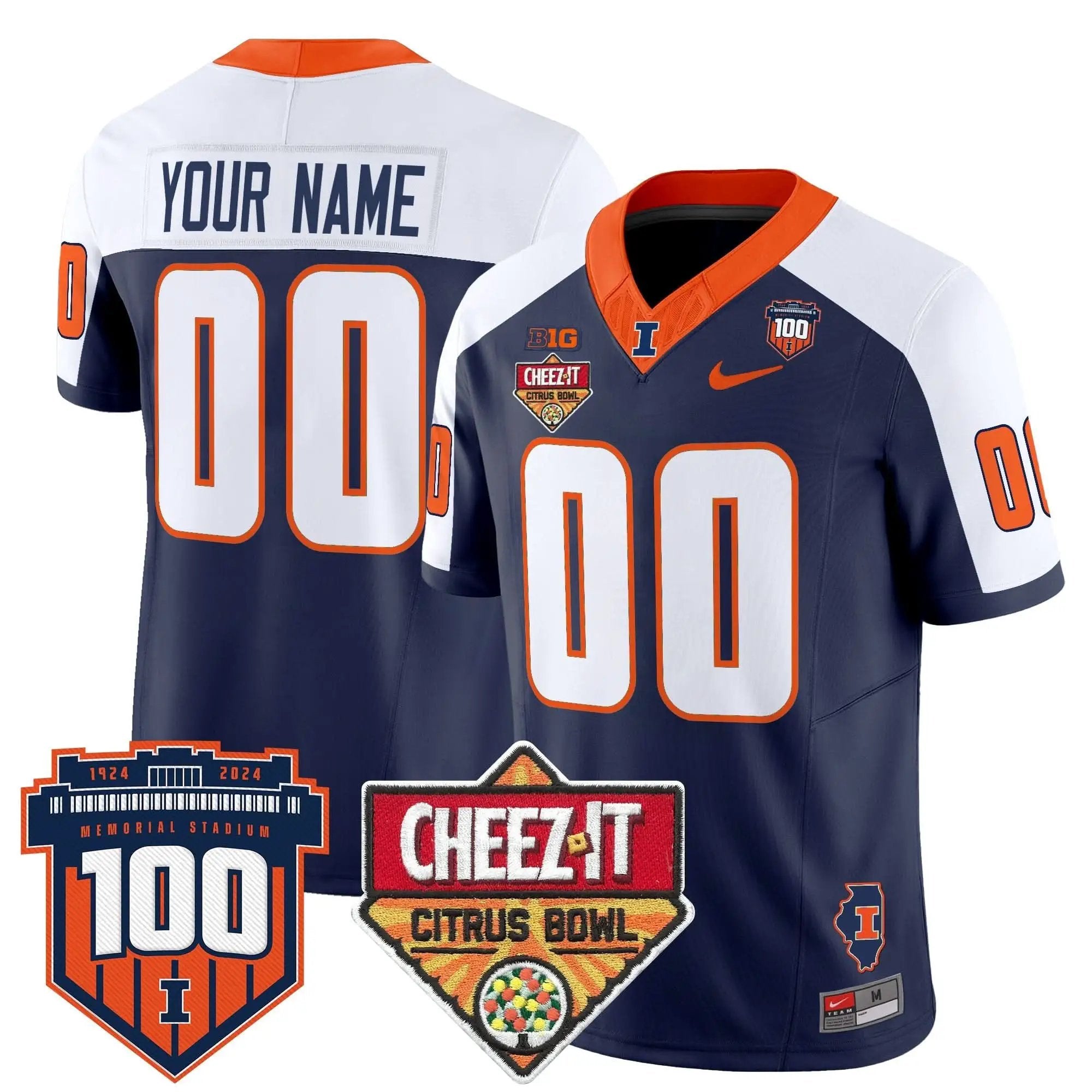 Illinois Fighting Illini football 2025 Cheez-It Citrus Bowl Patch Vapor Limited Custom Jersey