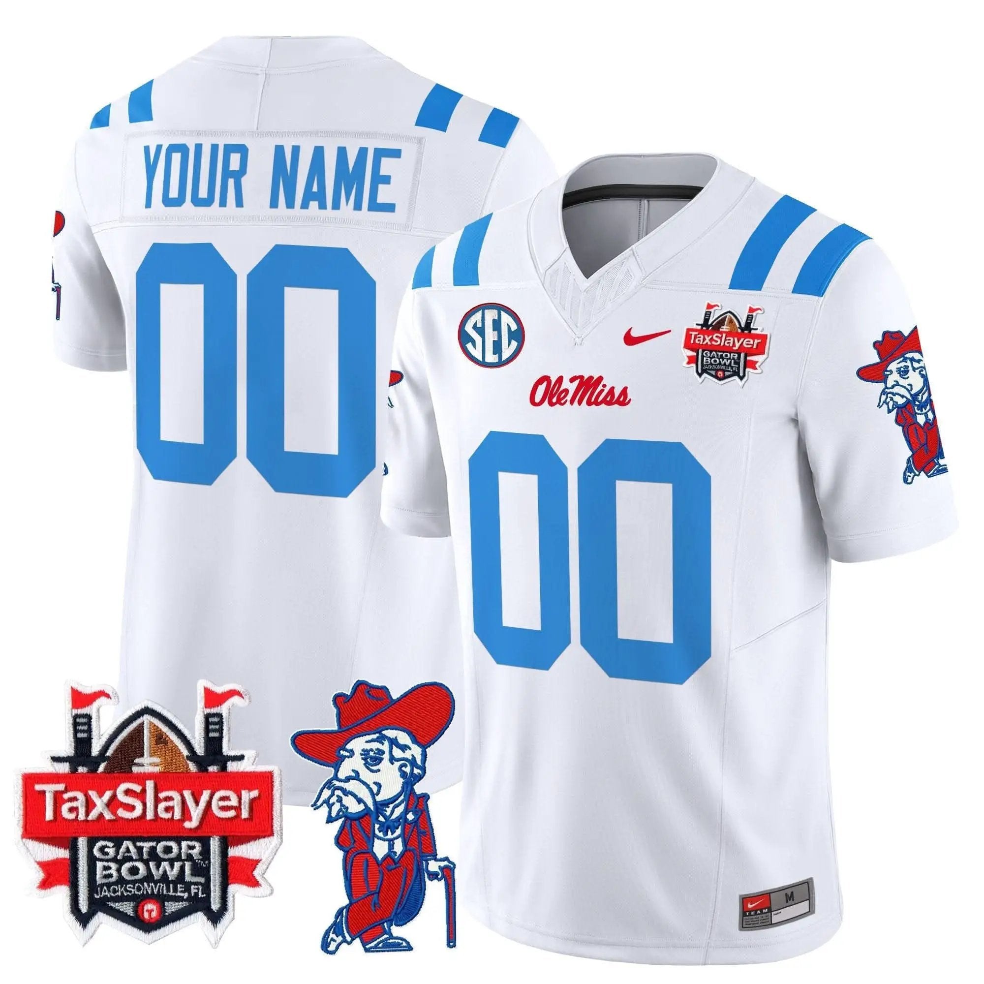 Ole Miss Rebels Football 2025 Gator Bowl Patch Vapor Limited Custom Jersey