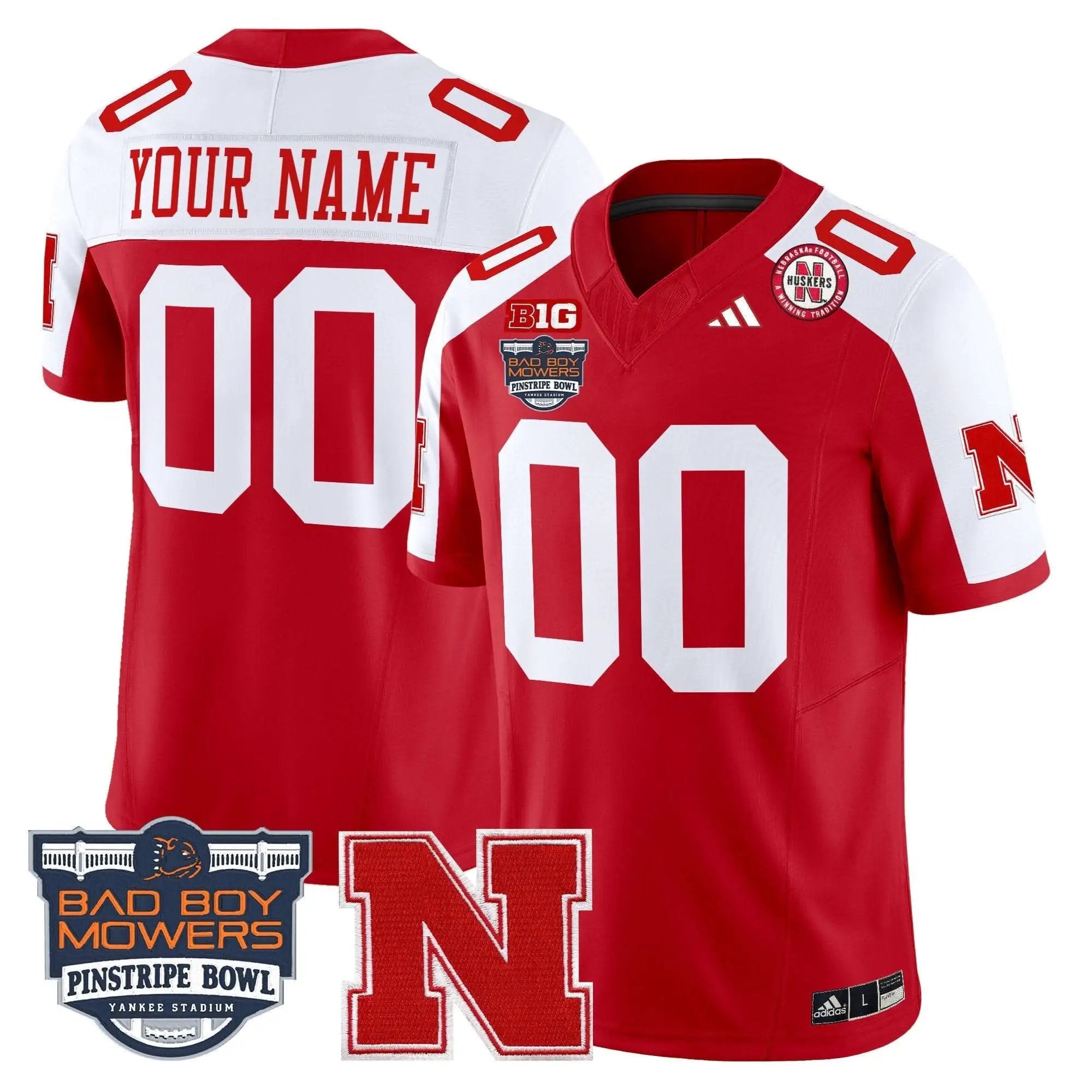 Nebraska Cornhuskers Football 2025 Pinstripe Bowl Patch Vapor Limited Custom Jersey