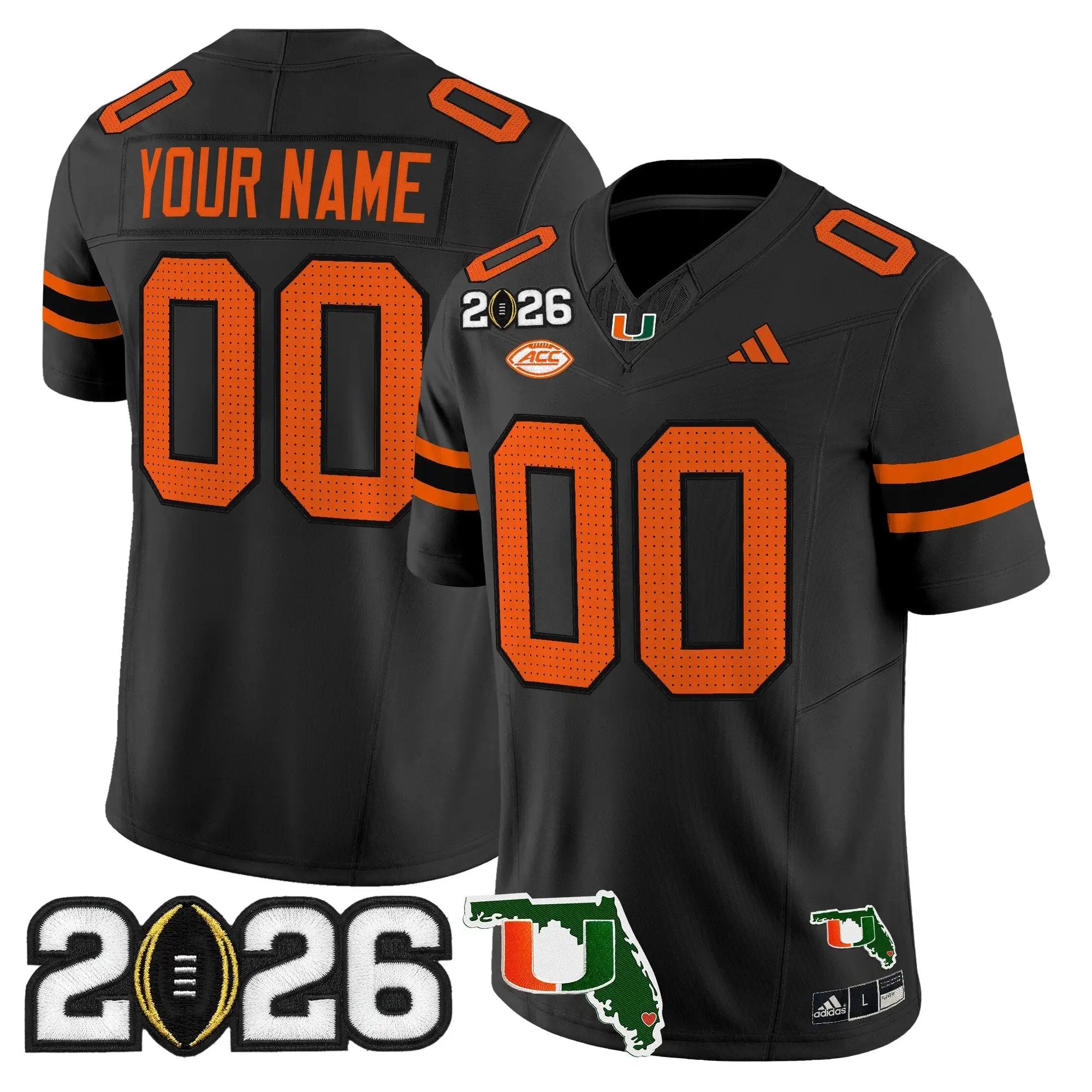 Miami Hurricanes 2026 CFP Final & Florida Patch Vapor Limited Custom Jersey -  Stitched