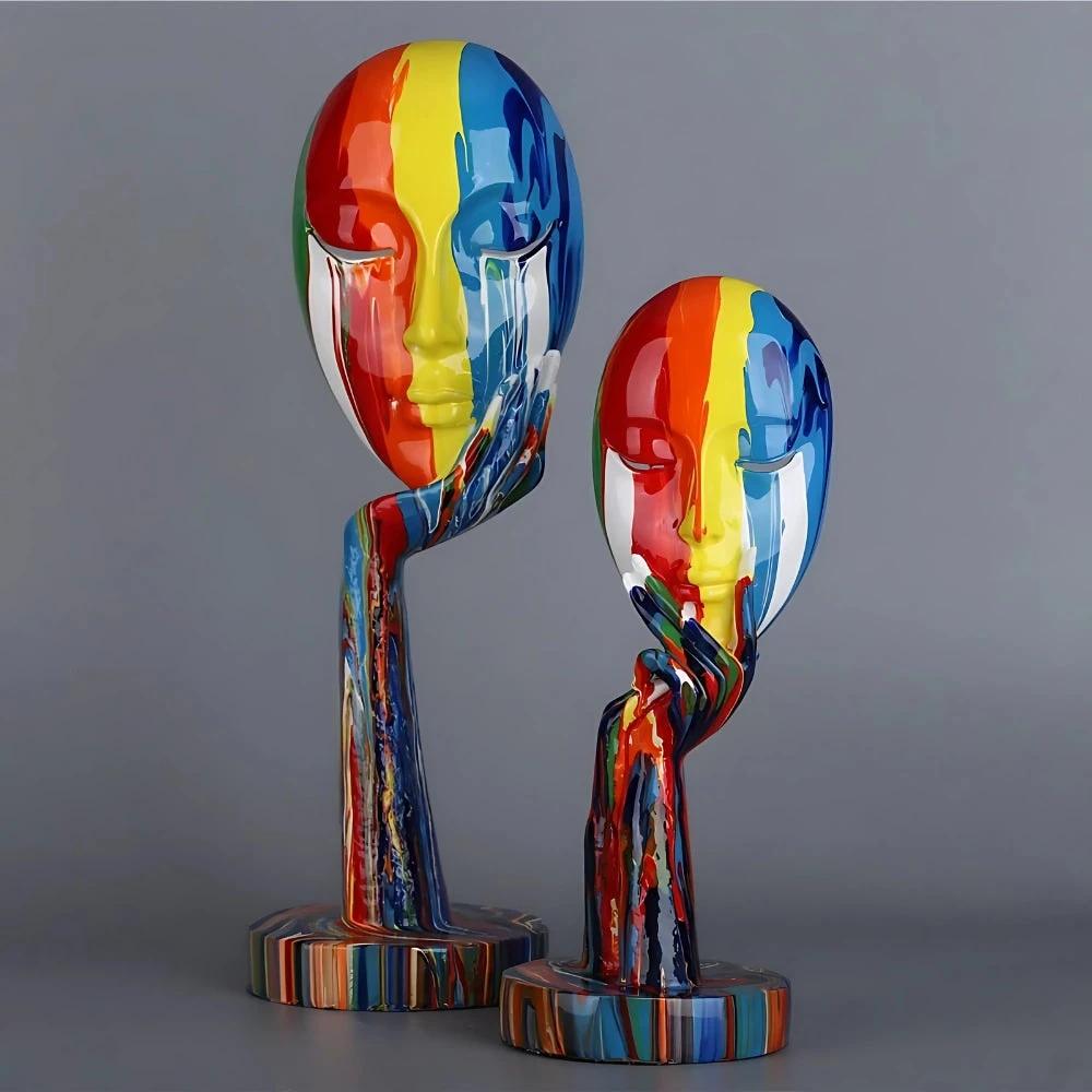 Female Thinker Colorful Art Sculpture