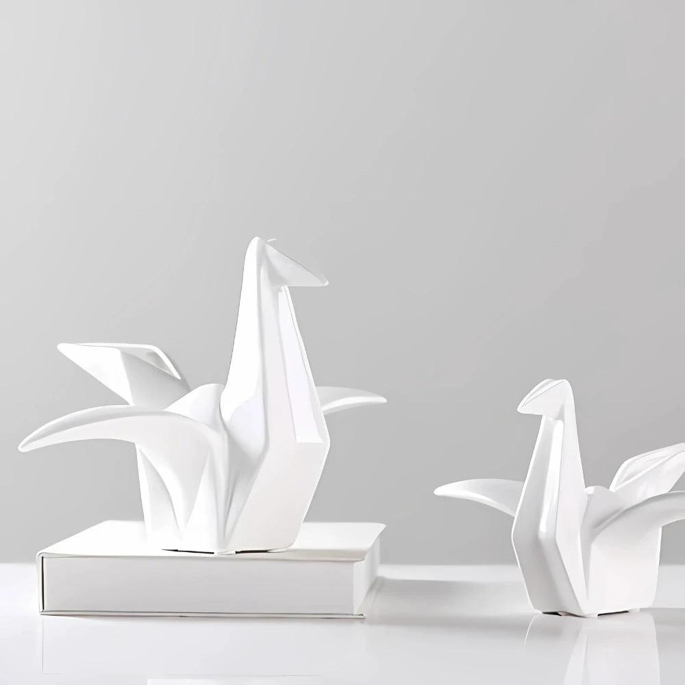 Origami-Inspired Ceramic Bird Statue