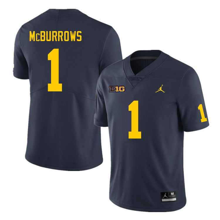 #1 JaDen McBurrows College Men’s Michigan Wolverines Football Jersey Stitched