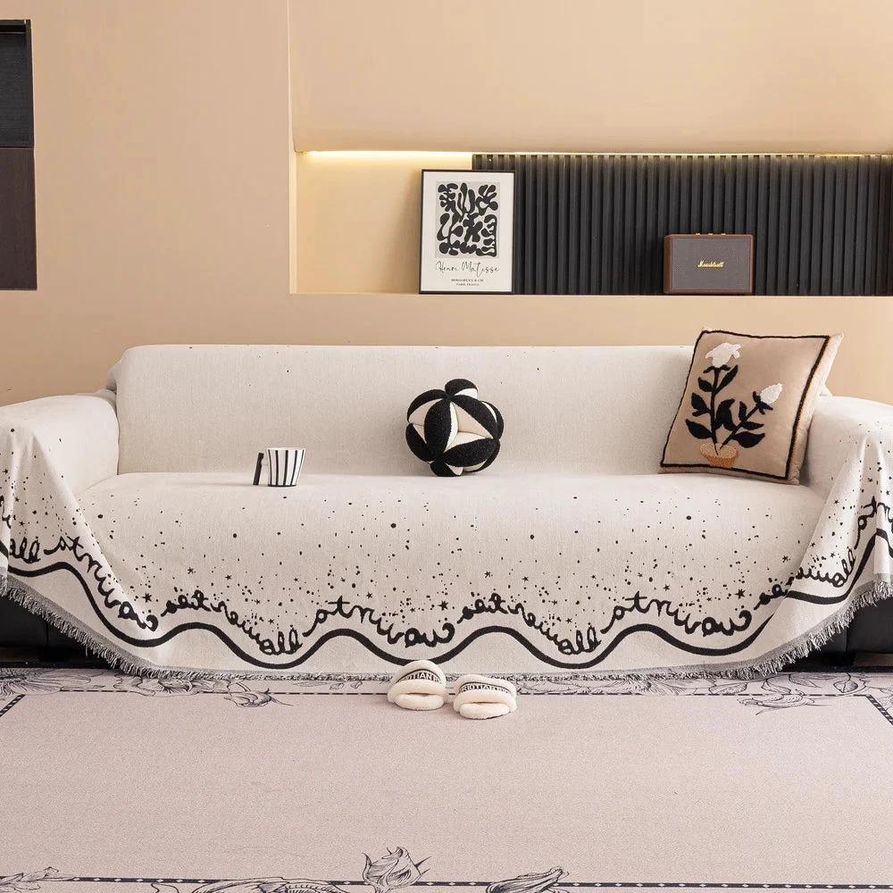 Cursive Glittering Chenille Sofa Cover