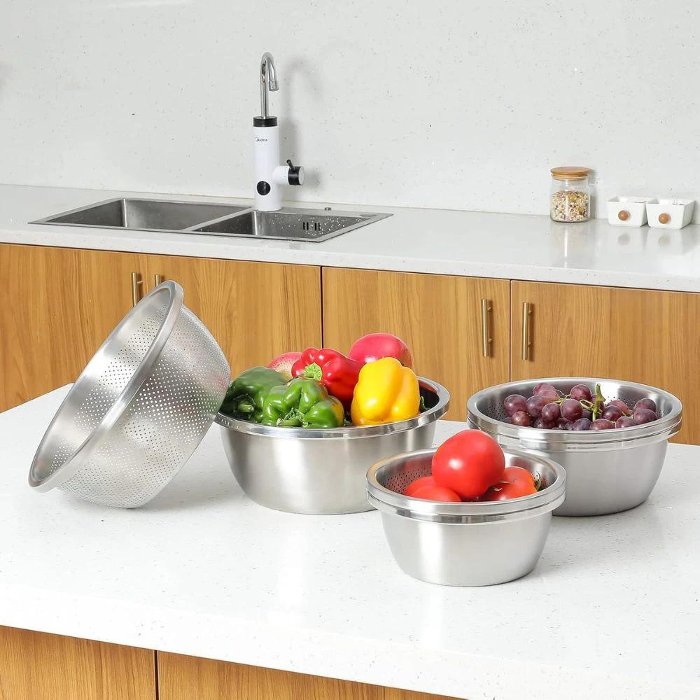 Rinse Mix Stainless Colander Duo Set