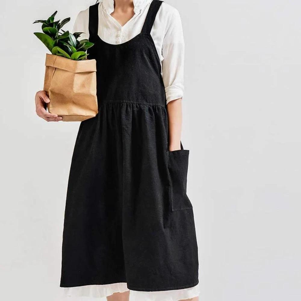 Cross-Back Apron With Pockets