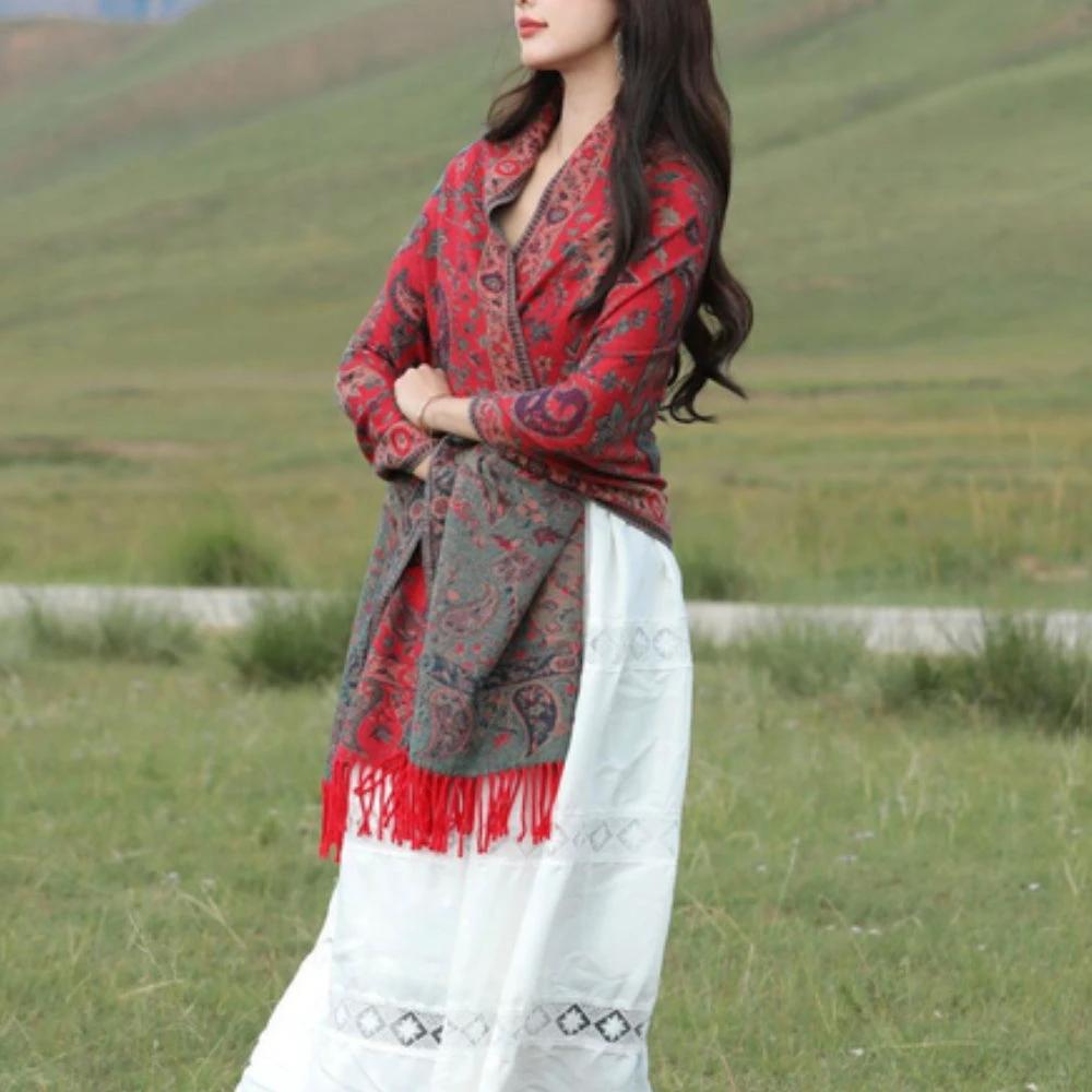 Paisley Elegance Winter Poncho Shawl