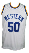 Neon Boudeaux Jersey #50 Western Blue Chips Movie Basketball White