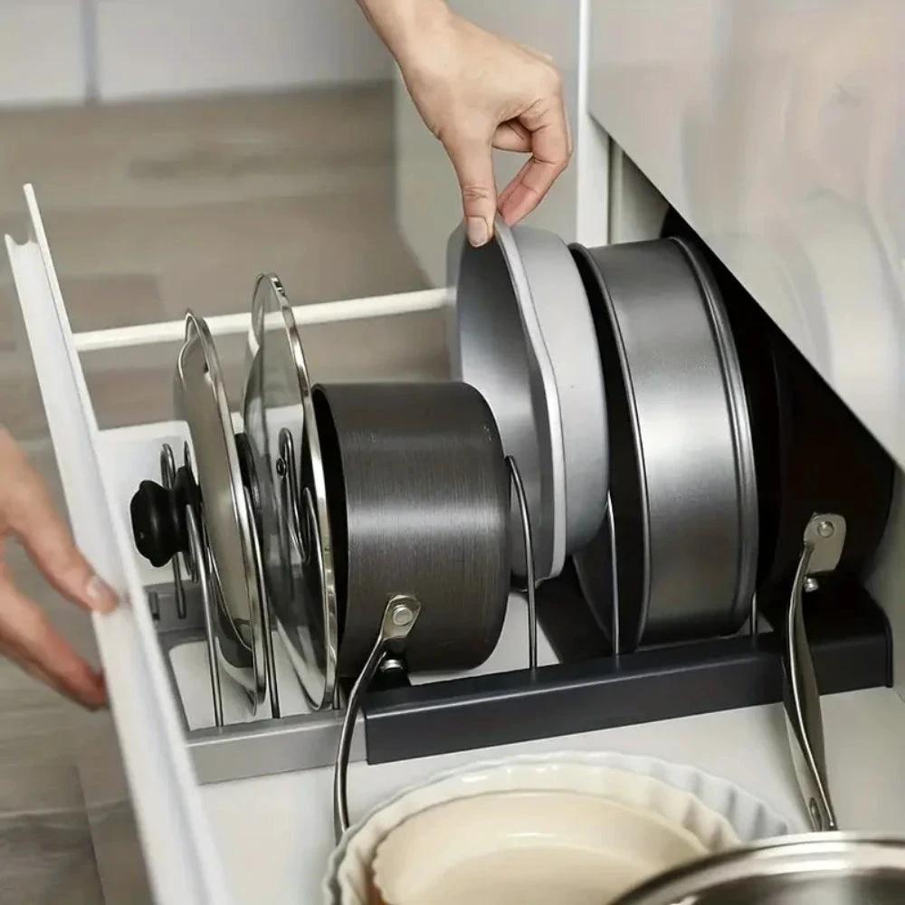 Expandable Pot and Pans Organizer Rack