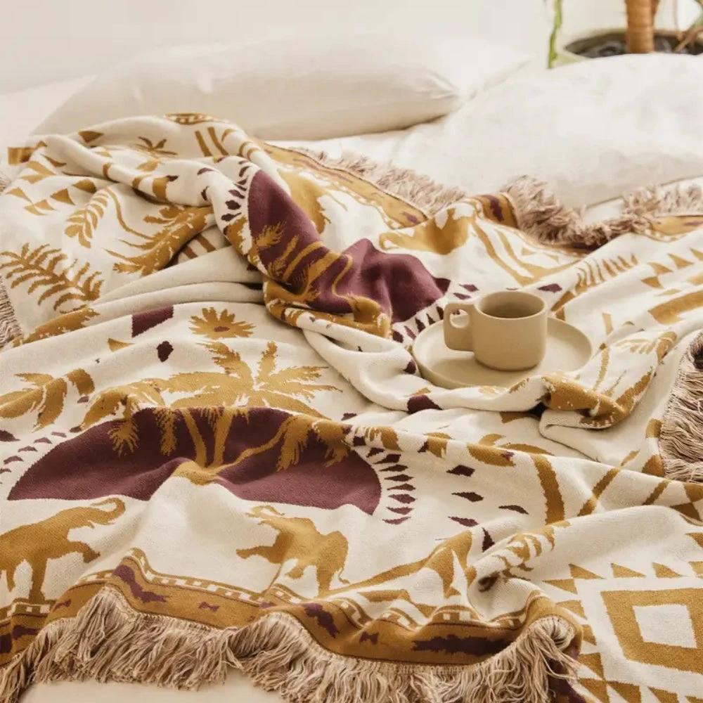 Azura Boho Geometric Knit Blanket