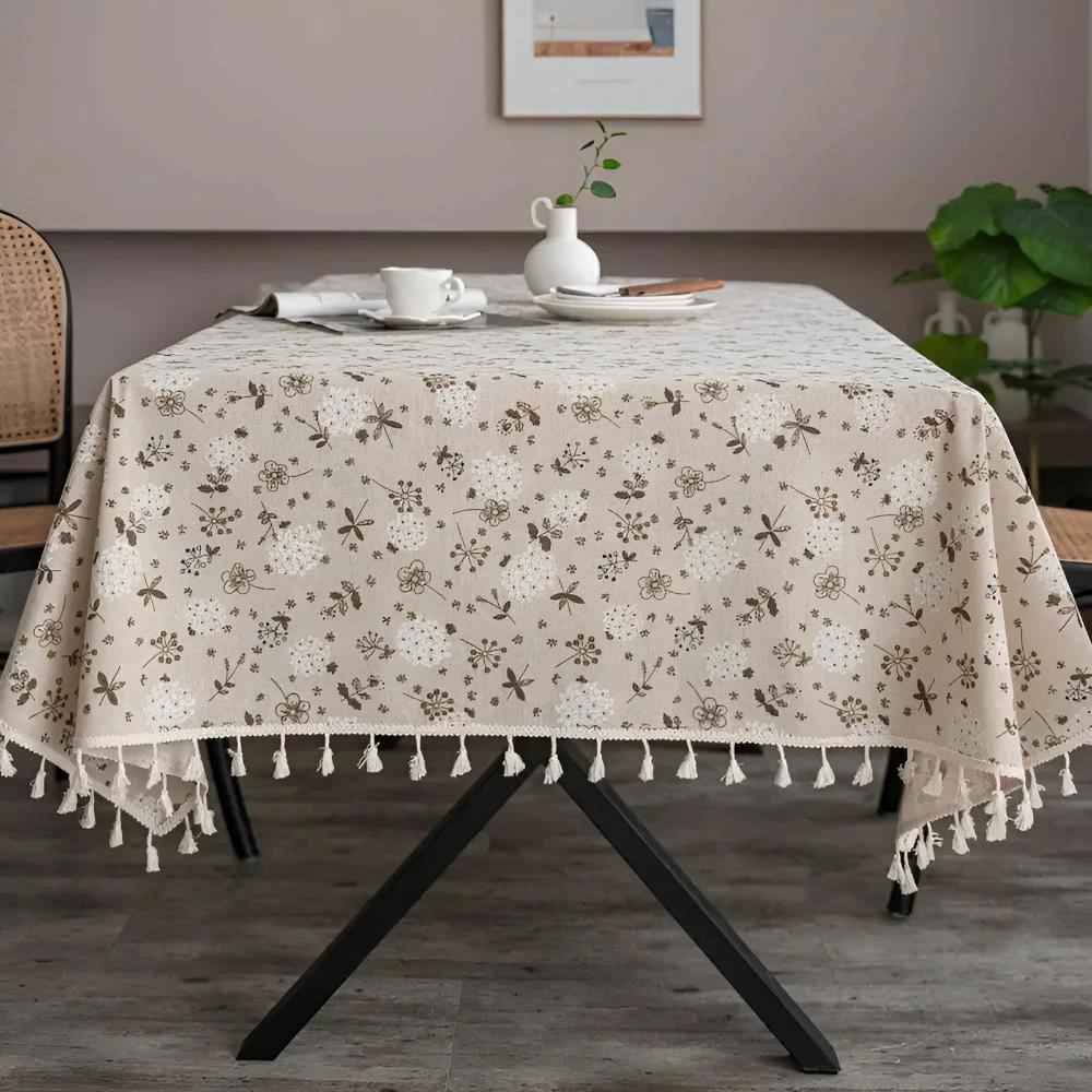 Dandelion Beige Tassel Tablecloth