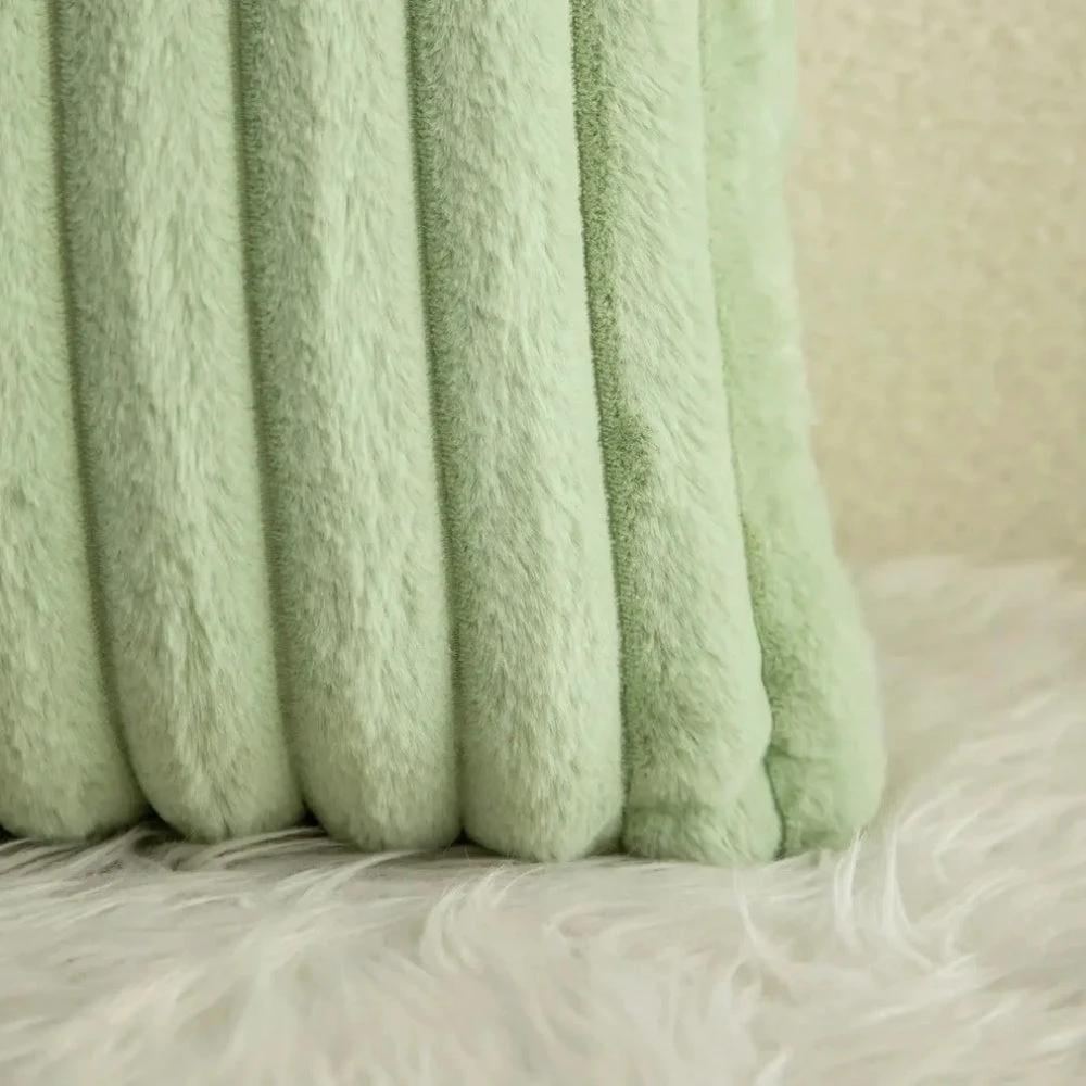 Green Fluffy Cushion Cover