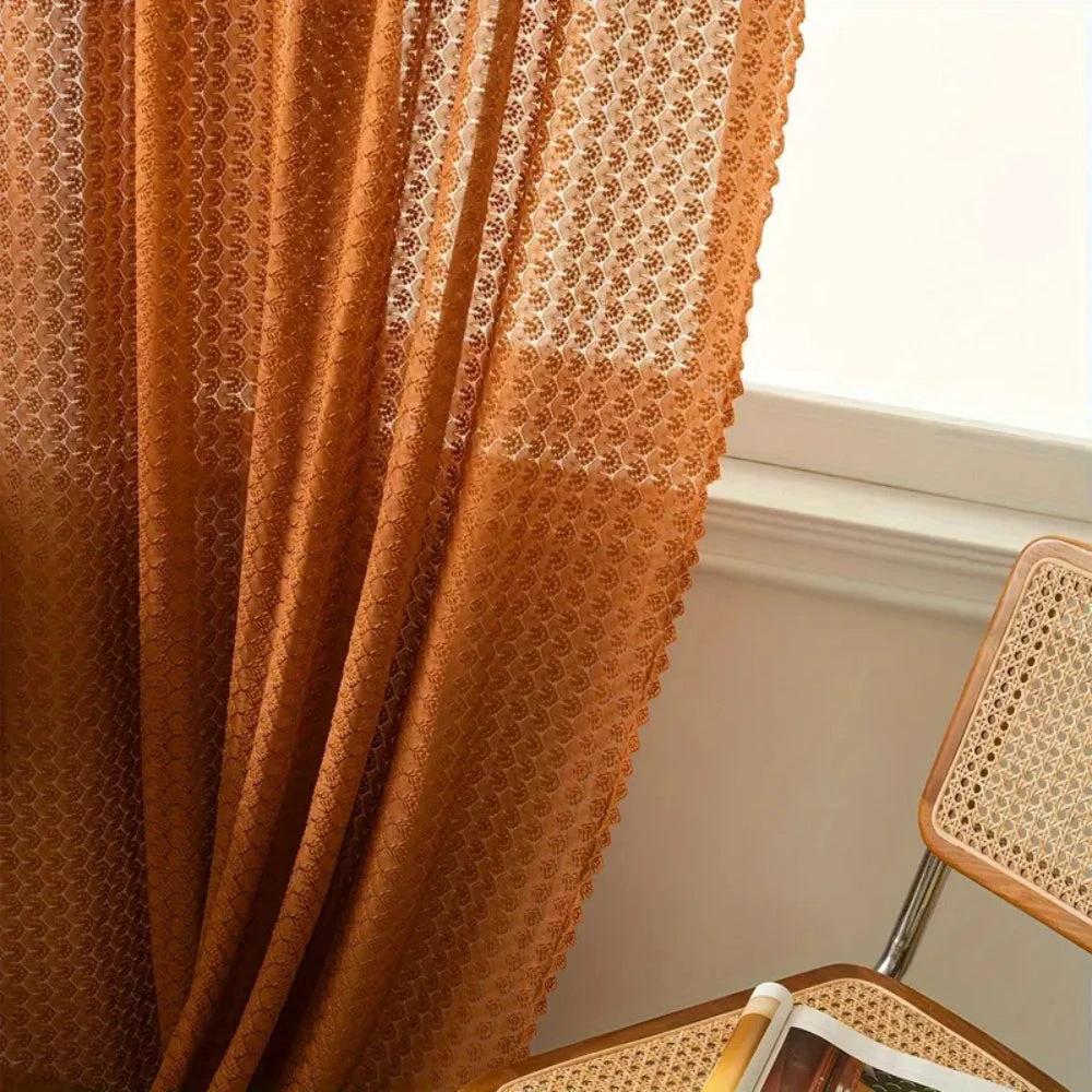 Amber Glow Boho Crochet Curtain