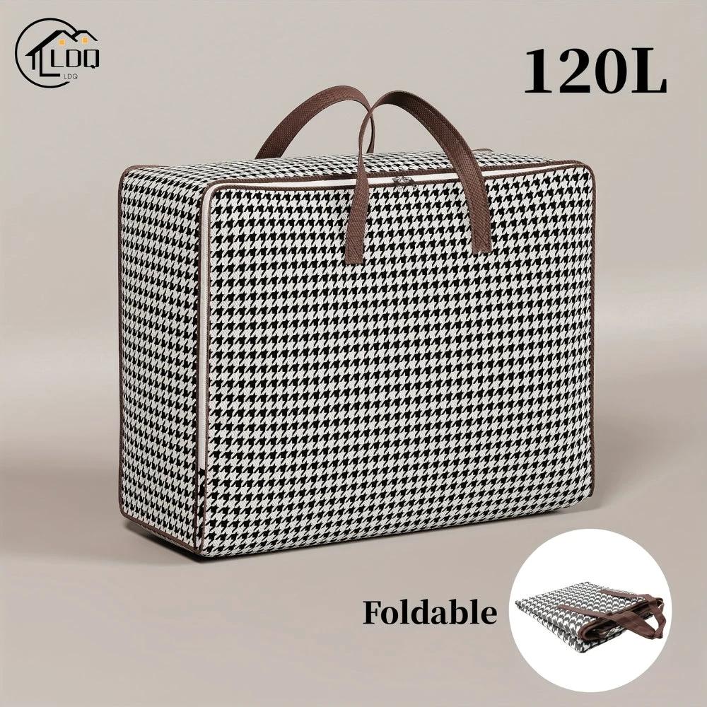 Durable Large Capacity Houndstooth Storage Suitcase