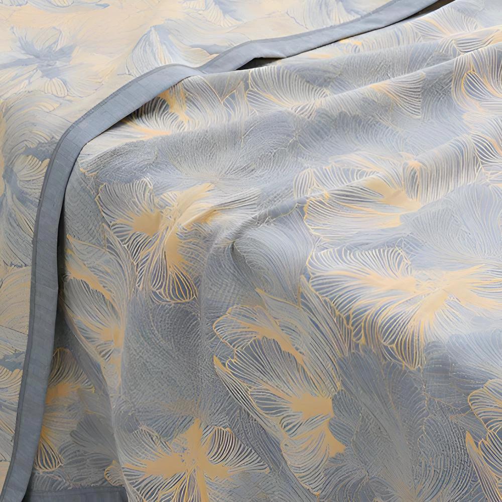Flower Print Flax Throw