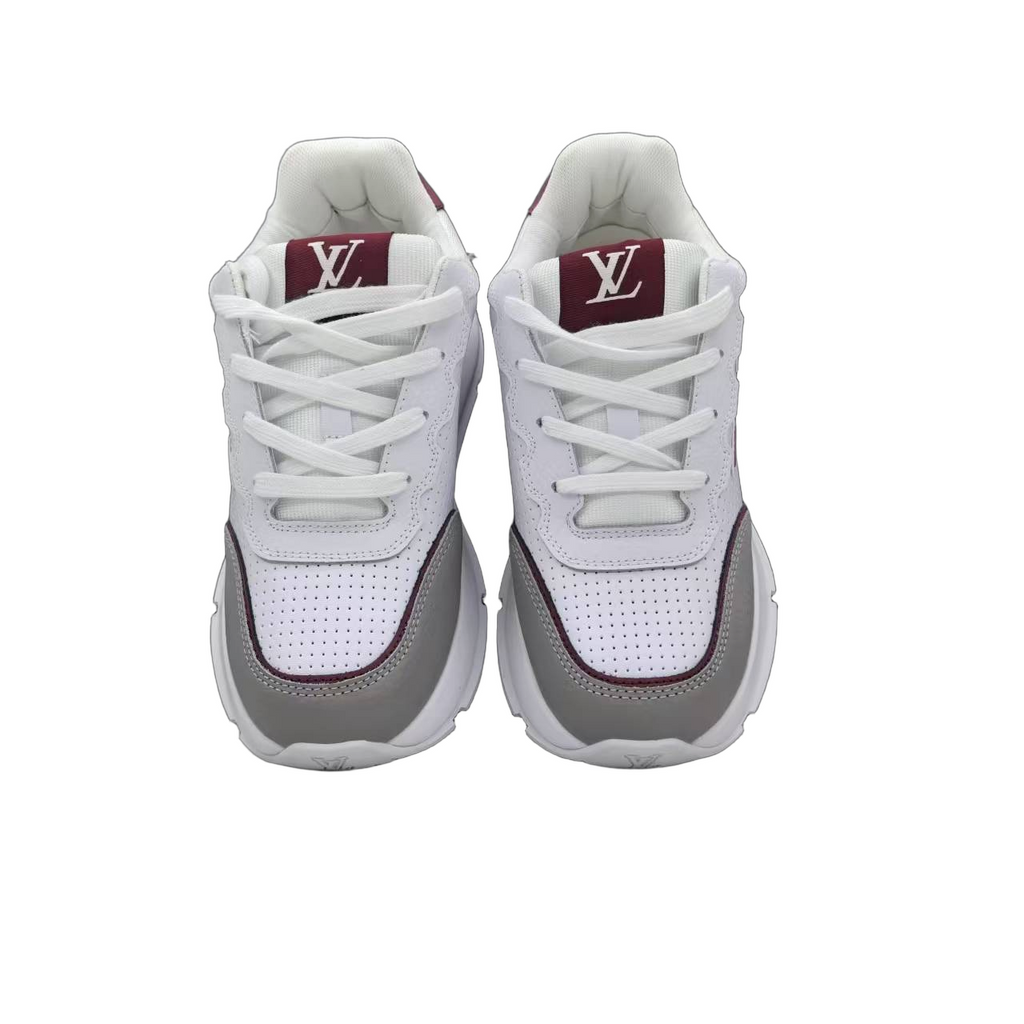 Luxury Lou Paris Classic Trainers White Grey Burgundy Shoes Sneakers