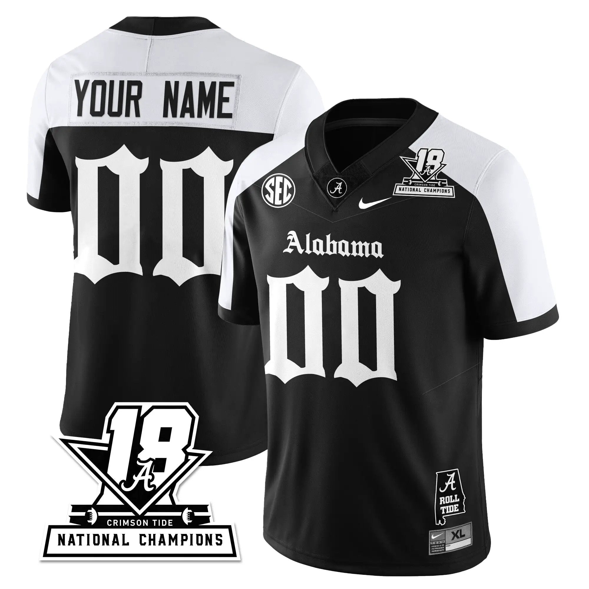 Alabama Crimson Tide Football 18x-Time National Champions Gothic Vapor Limited Custom Jersey