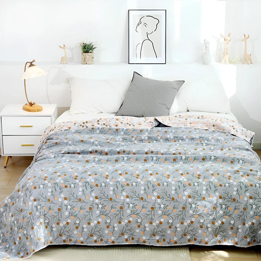 Leafy Floral Cotton Gauze Blanket