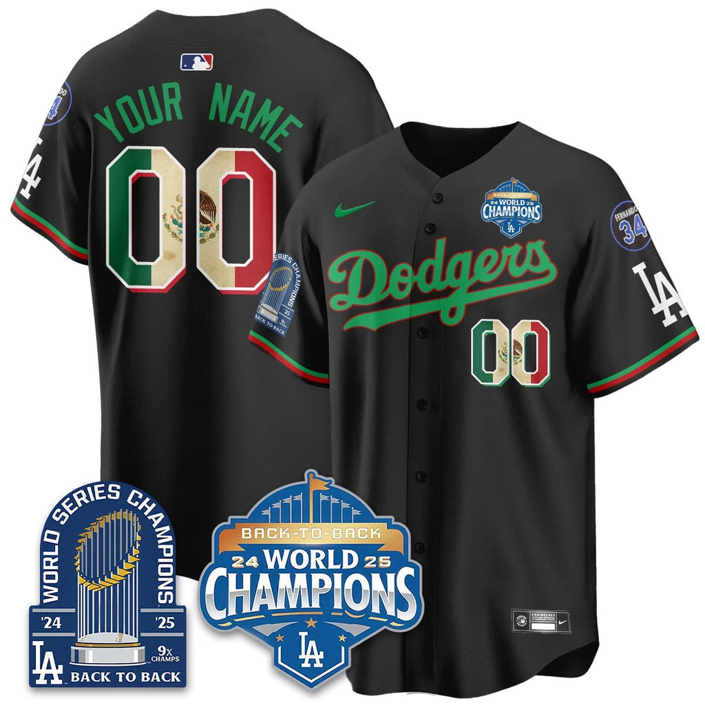 Los Angeles Dodgers Mexico World Series Champions Jersey - 9x Champs - All Stitched