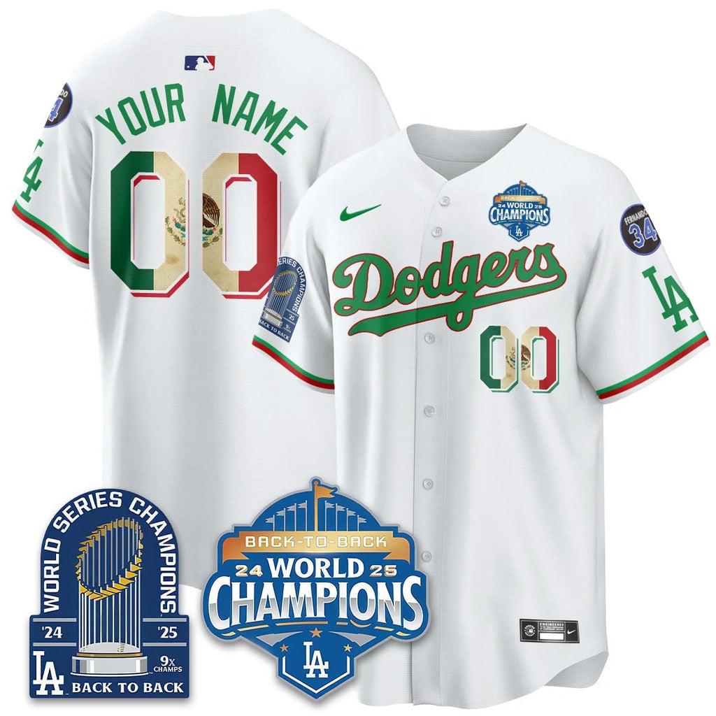 Los Angeles Dodgers Mexico World Series Champions Jersey - 9x Champs - All Stitched