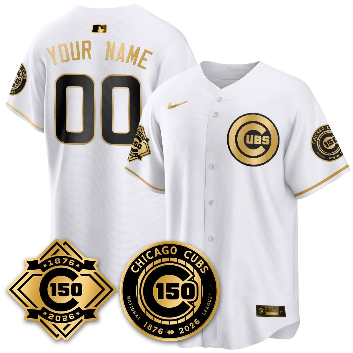 Chicago Cubs Vapor Limited Gold Jersey - 150th Anniversary - All Stitched