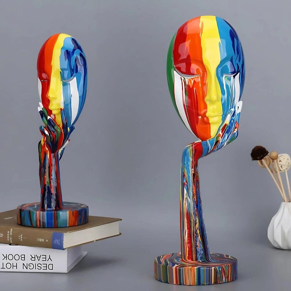 Female Thinker Colorful Art Sculpture