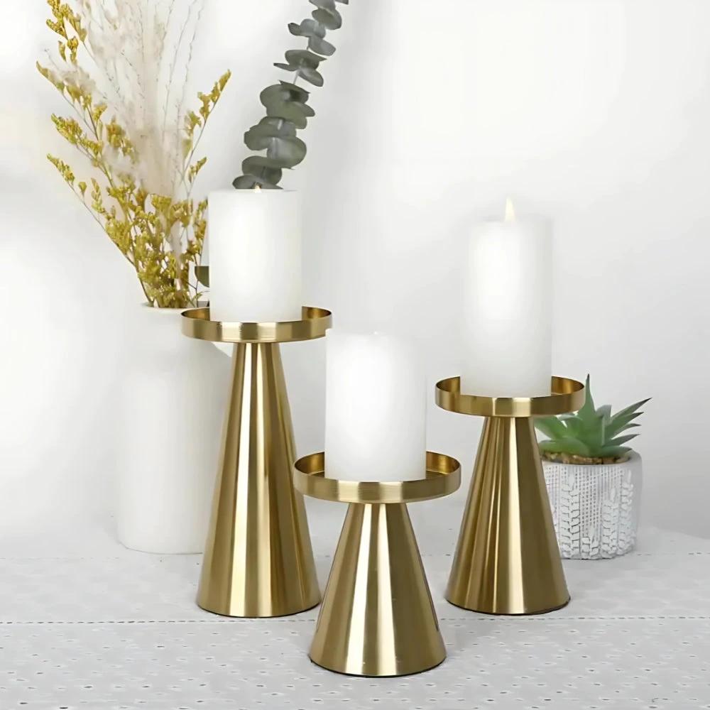 Elegant Brass Candle Holders | Set of 3