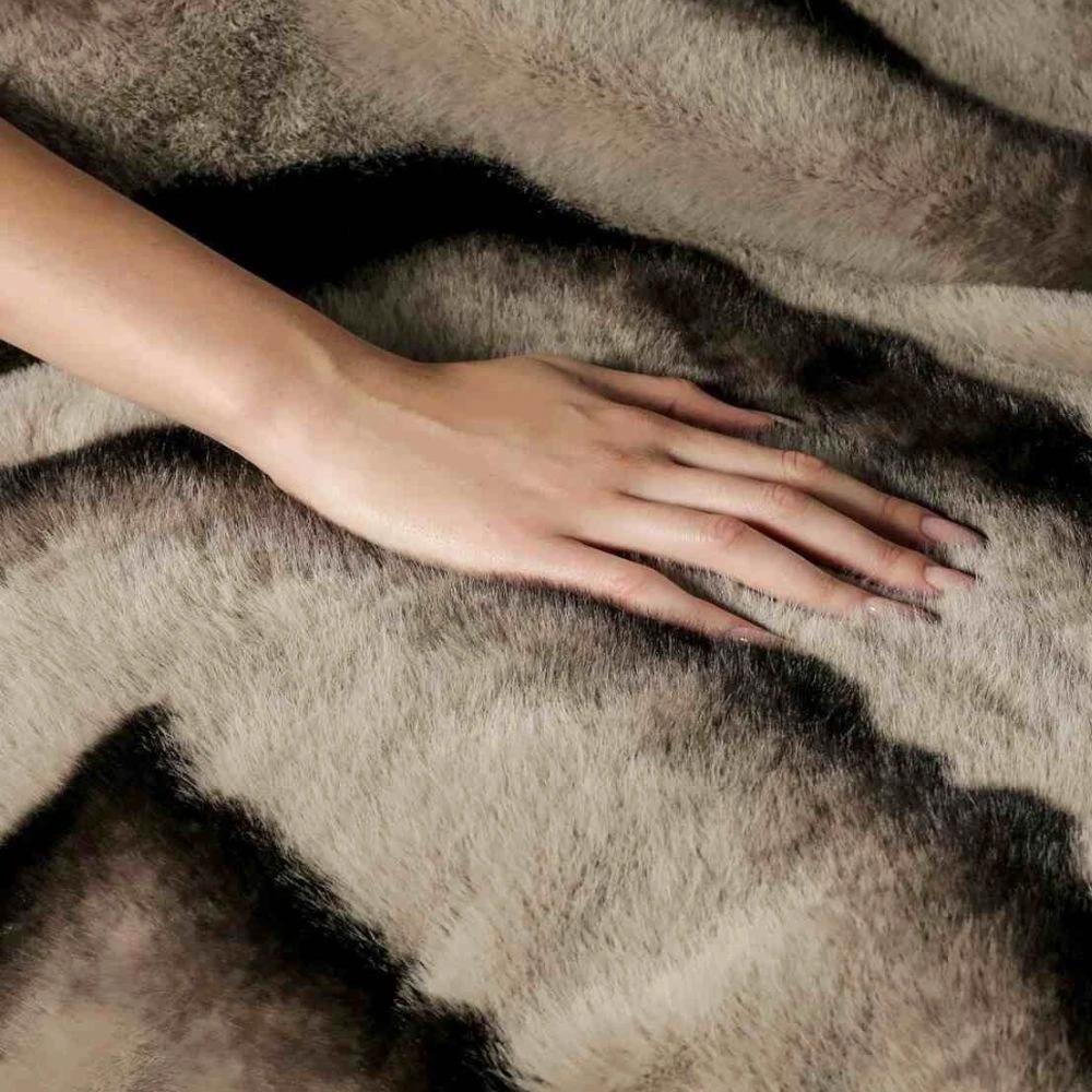 Ruched Faux Rabbit Fur Blanket