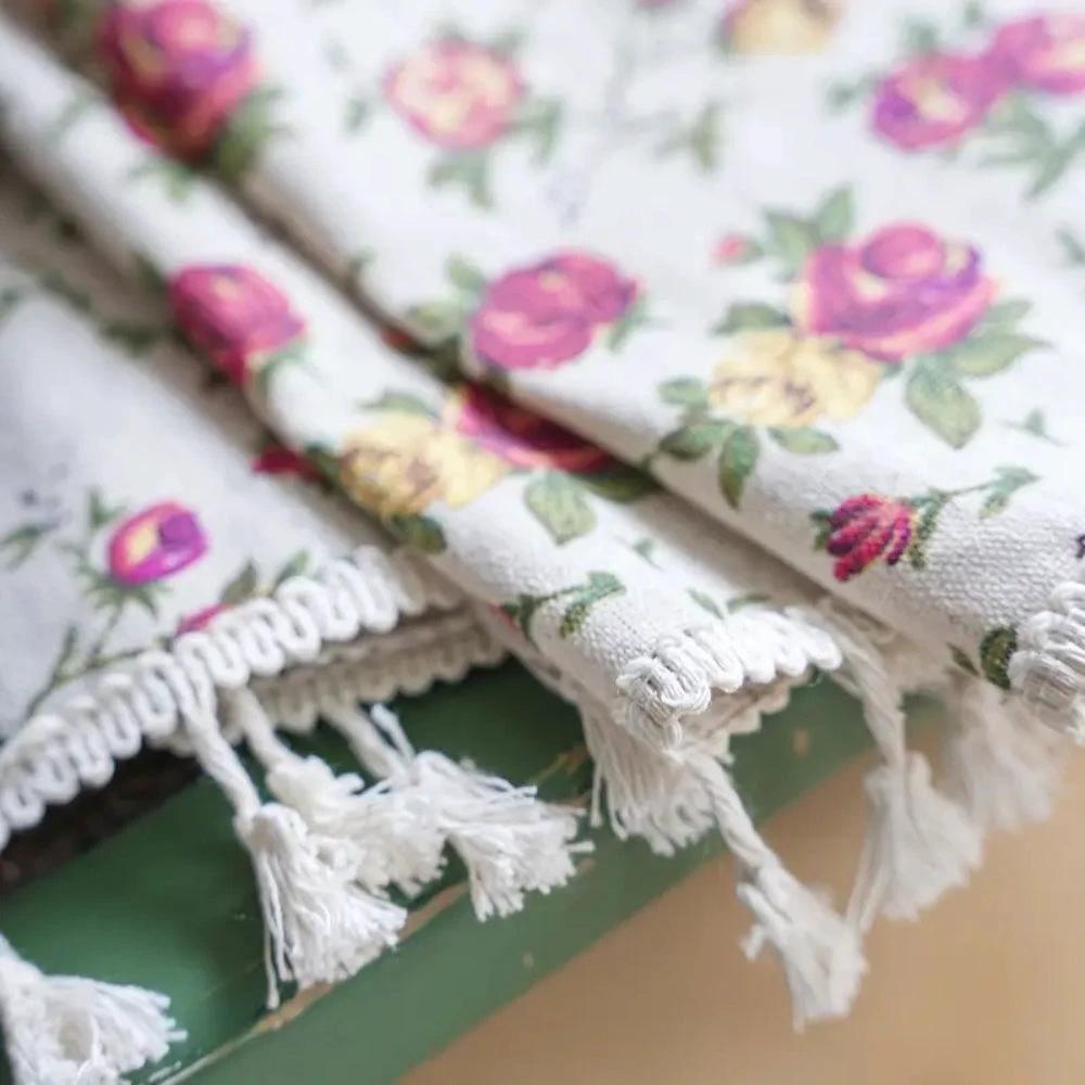 Floral Tasseled Soft Cotton Curtain