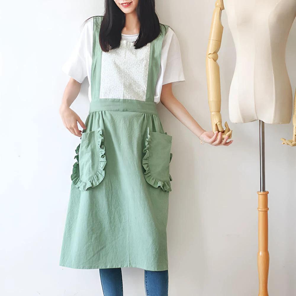Chic Ruffle Pocket Apron