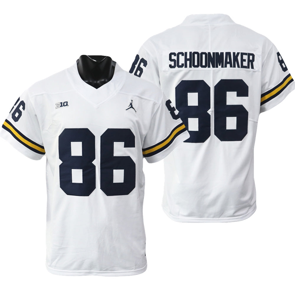#86 Luke Schoonmaker Michigan College Men’s Michigan Wolverines Football Jersey Stitched White