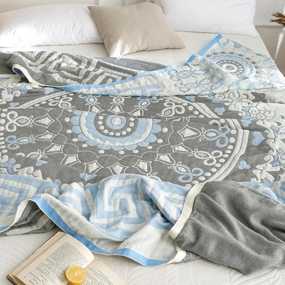 Santorini Mandala Cotton Blanket