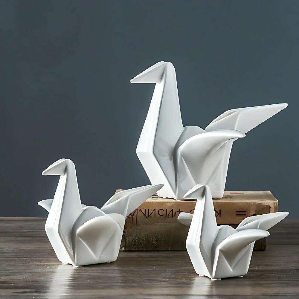 Origami-Inspired Ceramic Bird Statue