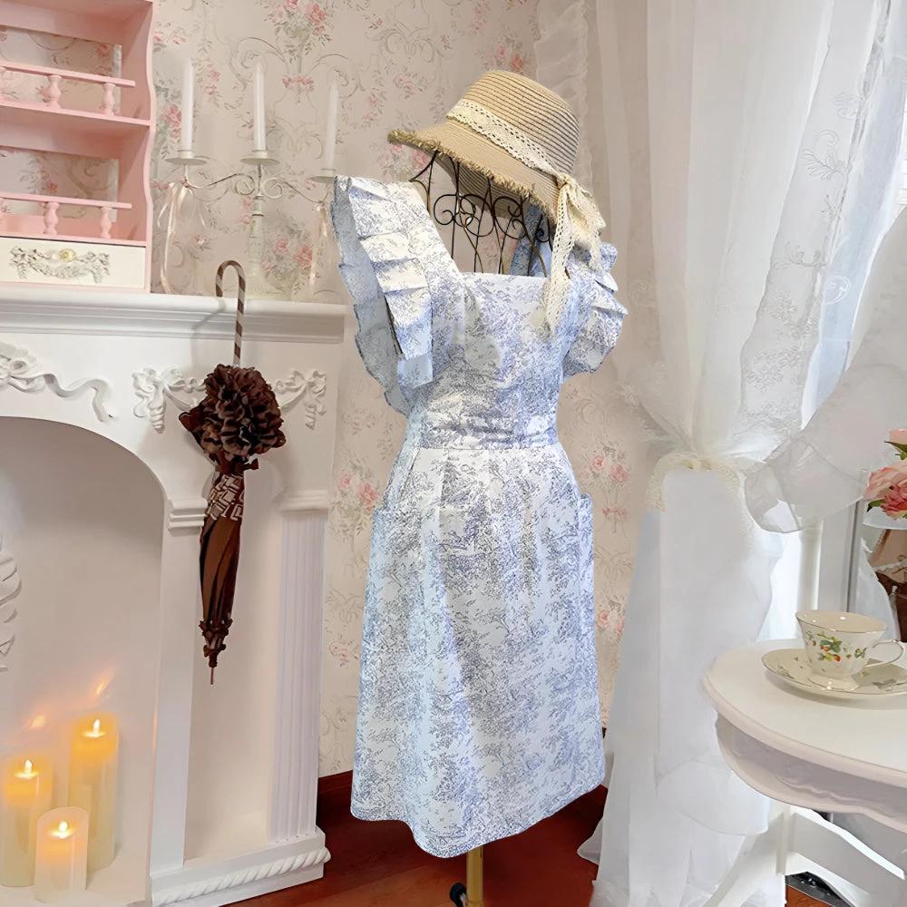 Ruffled Ink Floral Apron
