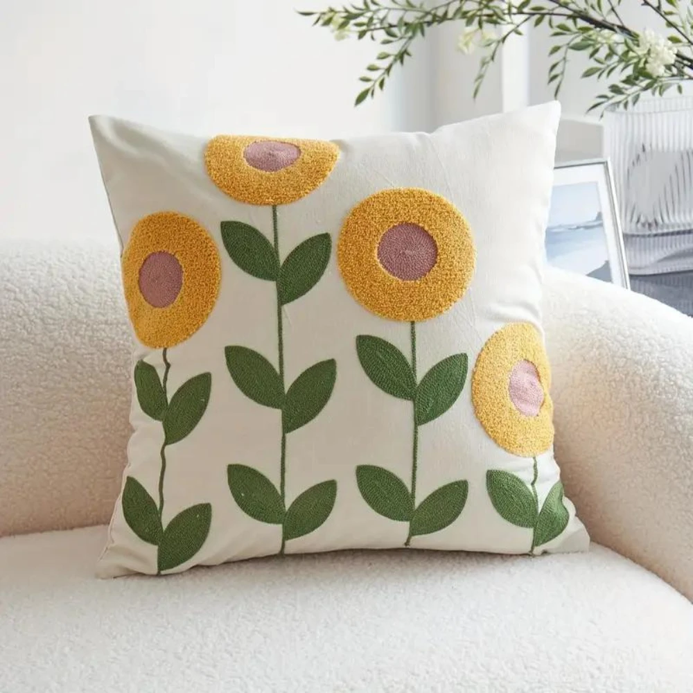 Elegant Plant Patterned Cushion Cover
