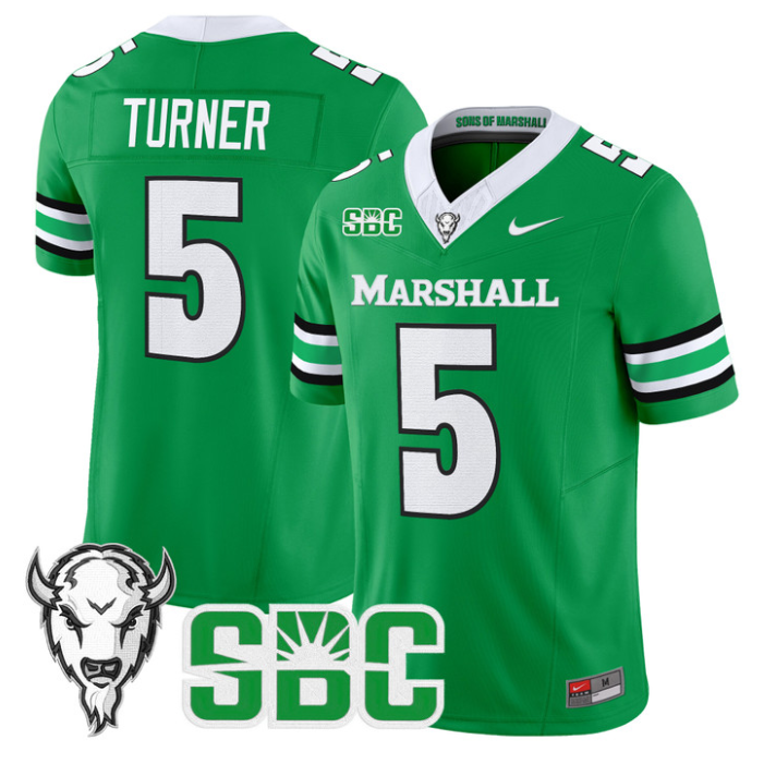 A.J. Turner Jersey #5 Marshall Thundering Herd 2025 Stitched