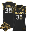 Azzi Fudd Jersey #35 UConn Huskies 2025 National Champions Patch Black Gold