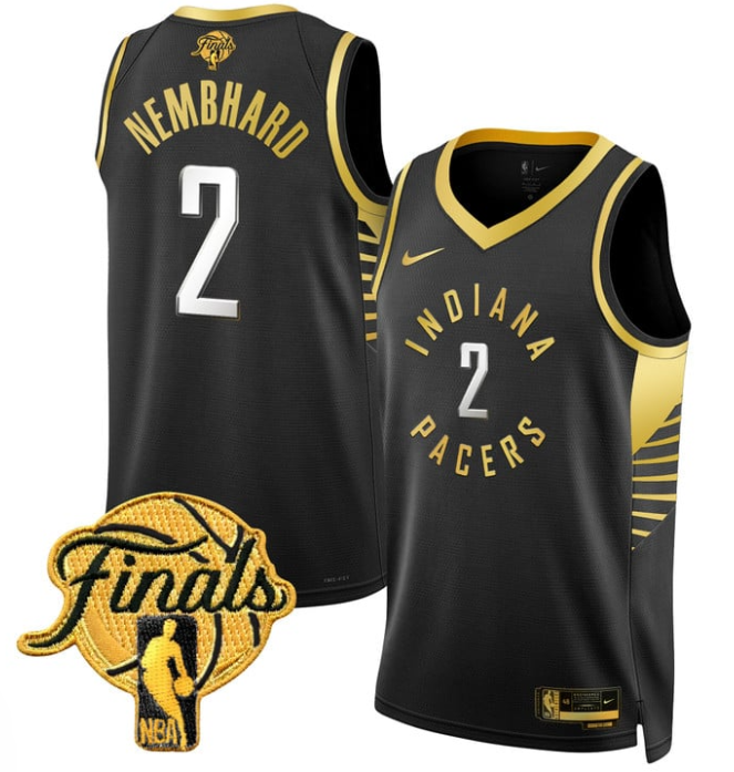 Andrew Nembhard Jersey #2 Indiana Pacers 2025 Finals Swingman Stitched Black Gold