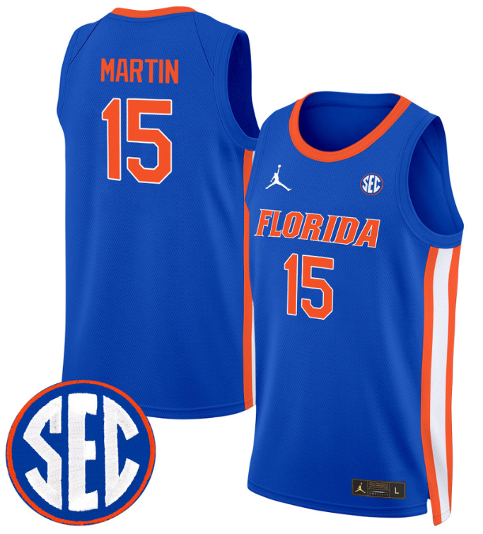 Alijah Martin Jersey #15 Florida Gators Swingman Basketball Stitched Royal