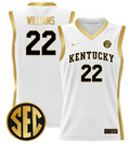Amari Williams Jersey #22 Kentucky Wildcats Lightweight Basketball White Gold