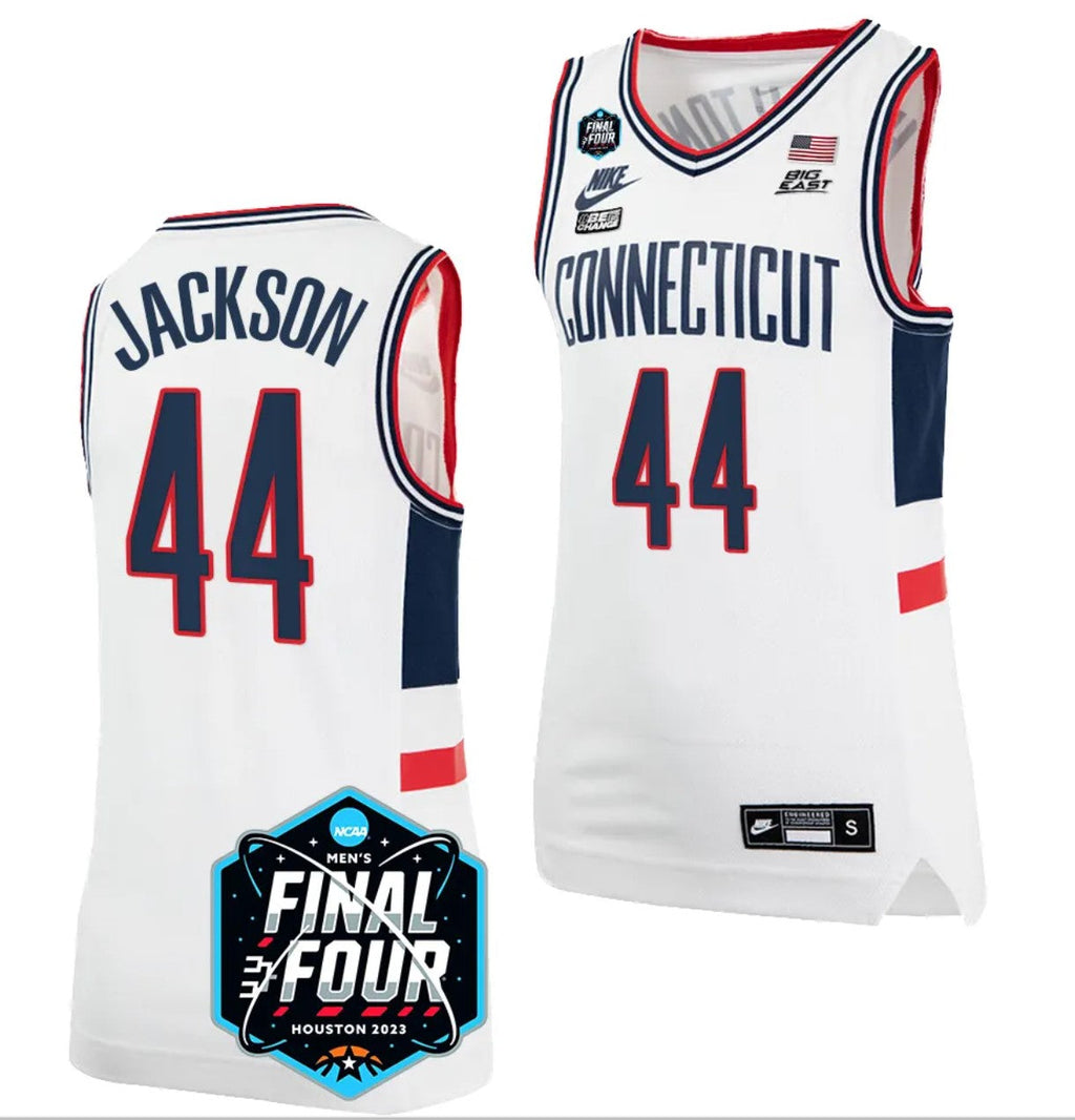 Andre Jackson Jersey UConn Huskies 2023 NCAA National Championship March Madness White #44