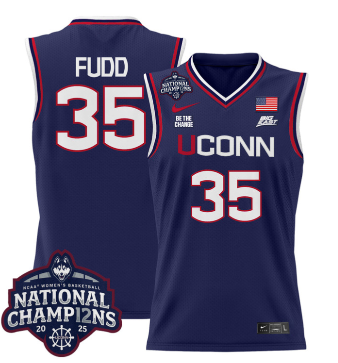 Azzi Fudd Jersey #35 UConn Huskies 2025 National Champions Patch Navy
