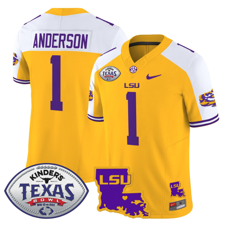 Aaron Anderson Jersey #1 LSU Tigers 2024 Texas Bowl Football
