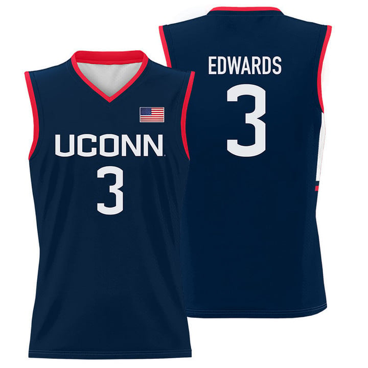 Aaliyah Edwards Jersey UConn Huskies College Basketball Navy #3