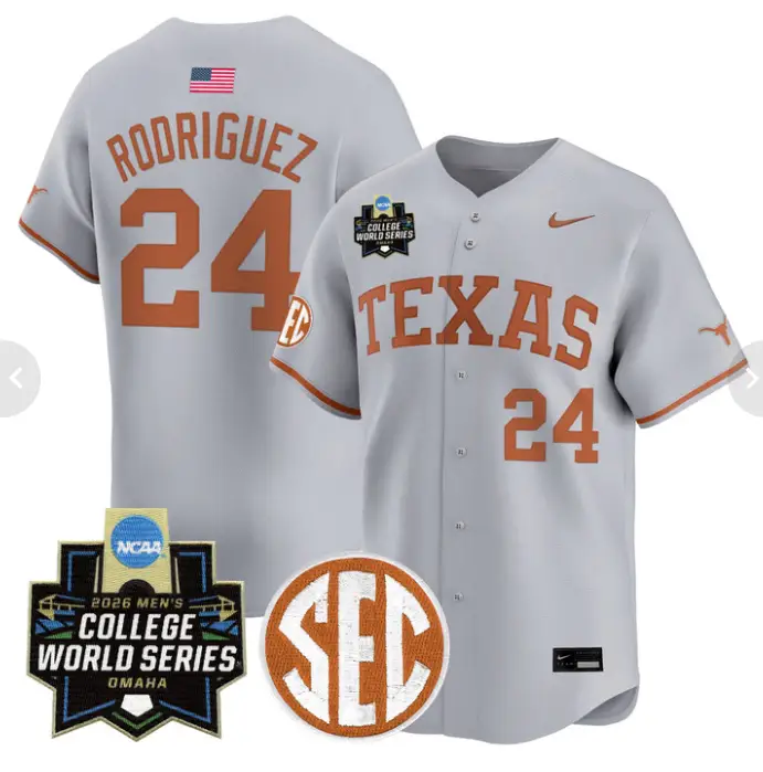 Adrian Rodriguez Jersey #24 Texas Longhorns 2026 World Series Stitched