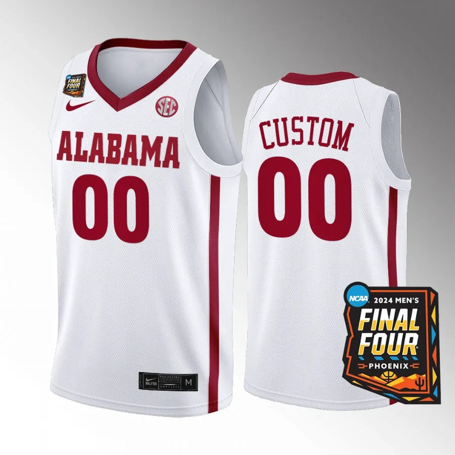 Alabama Crimson Tide Custom 2024 NCAA March Madness Final Four White Jersey