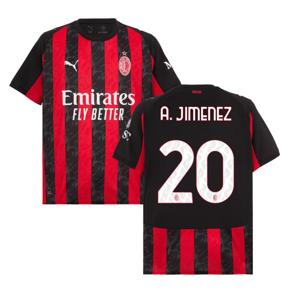 Alex Jimenez 20 AC Milan 2025-26 Home Match Jersey – Black Red